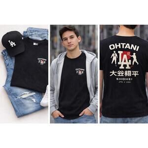 Shohei Ohtani LA Dodgers MLB Graphic Tee Black New Era Shirt Mens M